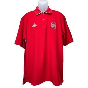 Adidas Nebraska Huskers Men's Large Red Short Sleeve‎ Polo Shirt